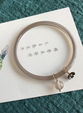 新中式女玉髓贝壳花玉髓提溜手镯