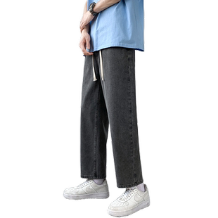 水洗灰色牛仔裤男宽松款2023广东新塘春季学生裤子男生垂感直筒裤