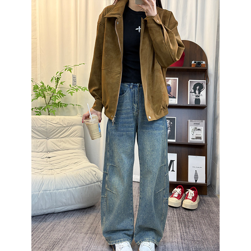 2025秋冬新款复古水洗弯刀牛仔裤男女同款美式高街潮流宽松阔腿裤,男装,牛仔裤,淘宝优惠券,粉丝福利购,淘宝优惠卷