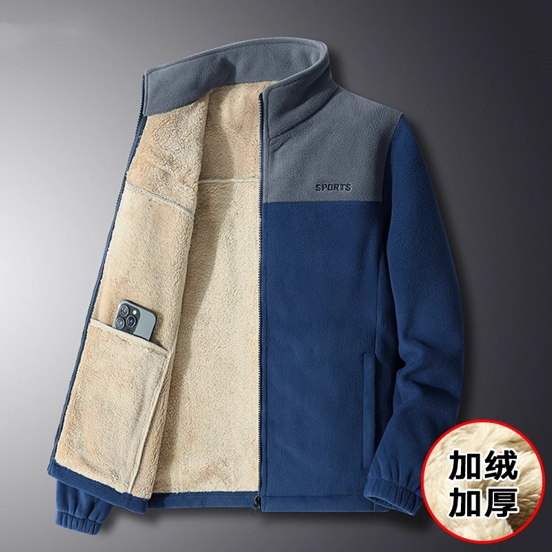 户外抓绒衣男款秋冬季2024新款摇粒绒颗粒绒加绒加厚拉绒夹克外套