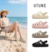 孕妇平底软底防滑外穿包头沙滩鞋 优调厚底踩屎感罗马凉鞋 女士夏季