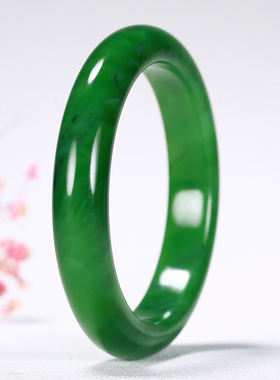 【久龙玉器】平安镯苹果绿7号坑和田玉碧玉手镯和田玉手镯54.84g