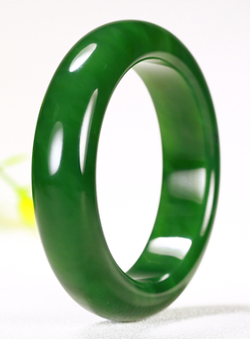 久龙玉器】平安手镯苹果绿7号坑和田玉碧玉手镯和田手镯72.44