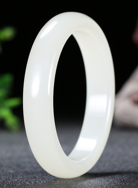 【久龙玉器】平安镯 特细流油和田玉羊脂玉手镯和田玉手镯64.060g