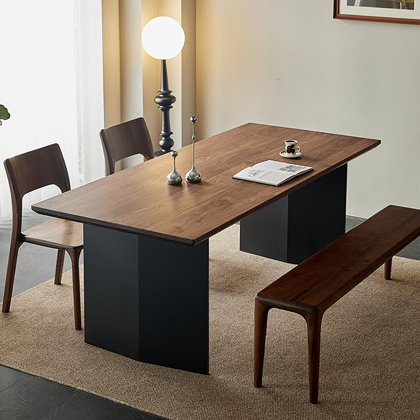 可定制！中古风北美黑胡桃木餐桌