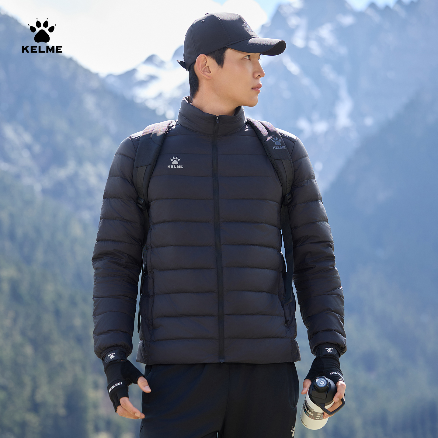 KELME卡尔美排骨羽绒服男秋冬户外立领保暖鸭绒轻薄冲锋衣内胆女
