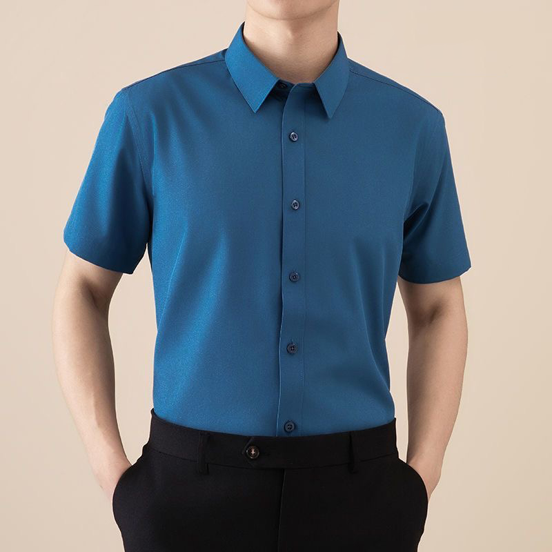 夏天短袖衬衫男士夏季薄款休闲商务韩版修身免烫大码男装新款衬衣