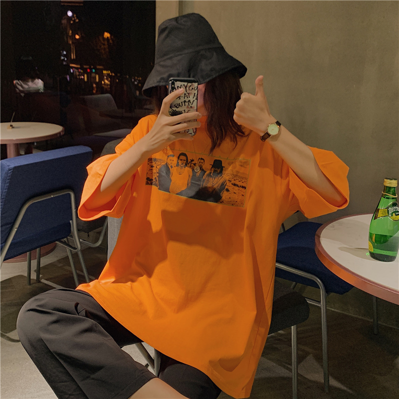 超火cec橙色短袖女学生洋气夏t恤12-03新券