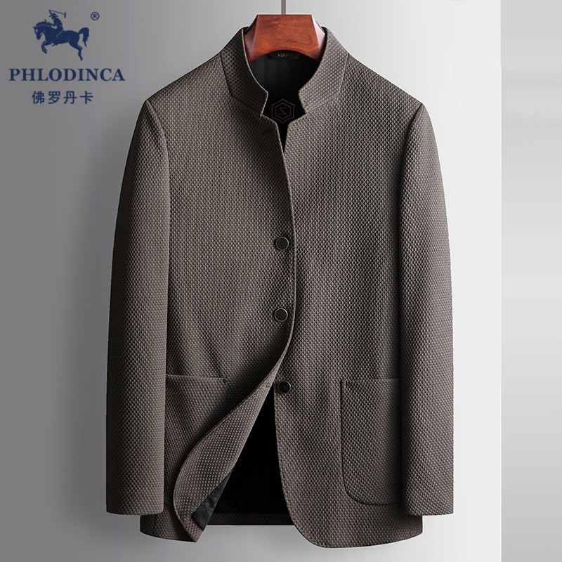 PHLODINCA 春秋季立领夹克外套男时尚百搭韩版商务休闲 茄克上衣