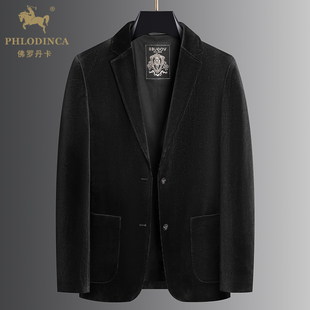 单西外套细条绒便服西服上衣 男秋冬厚款 PHLODINCA 高端灯芯绒西装