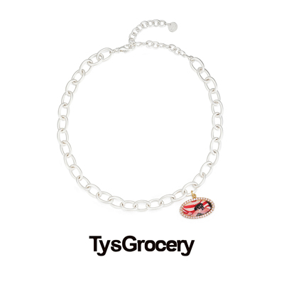 薄物TysGrocery A/W23 PRAY 回忆影像椭圆标志温银项链