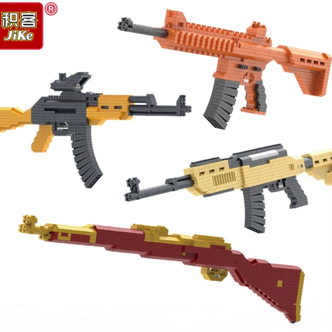 积客积木枪微钻小颗粒拼装98k儿童玩具军事武器外销益智组装M416