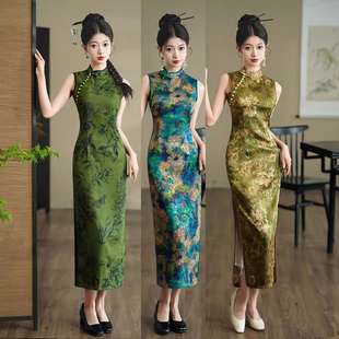 2025新款【丹青客】新中式提花改良旗袍女春气质复古无袖连衣裙女