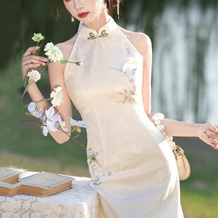 无袖挂脖国风新中式改良旗袍2026新款年轻款少女性感复古修身气质