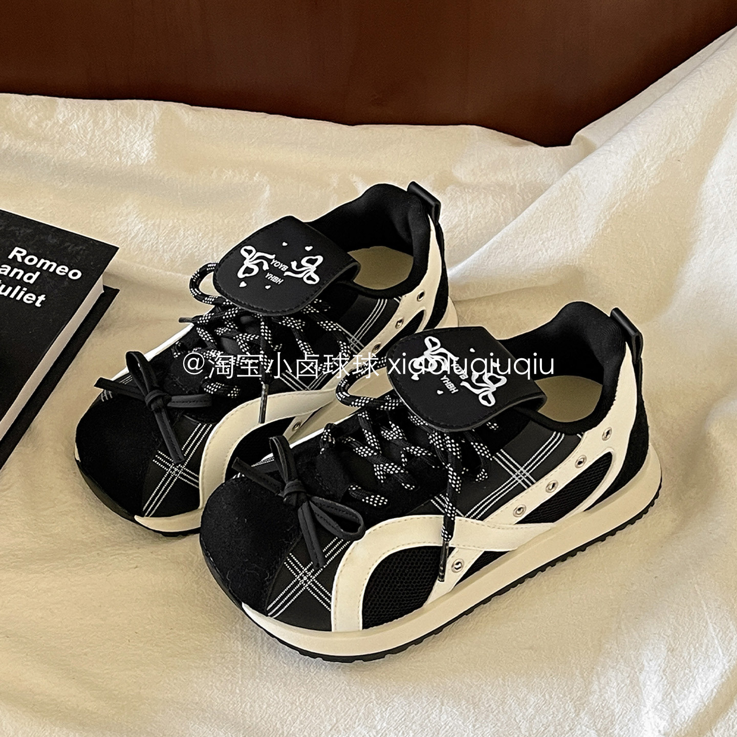 小卤球球蝴蝶结阿甘运动鞋休闲板鞋子女鞋2026新款春季厚底小白鞋,女鞋,时尚休闲鞋,淘宝优惠券,粉丝福利购,淘宝优惠卷