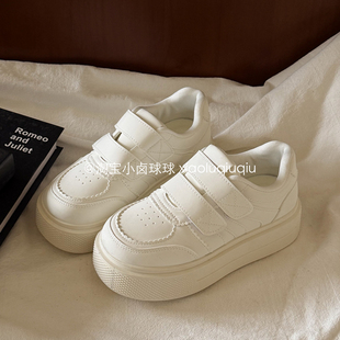 小卤球球 韩系魔术贴面包鞋女鞋2026新款4.5CM增高板鞋厚底小白鞋