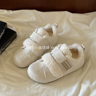 小卤球球加绒板鞋冬季女鞋