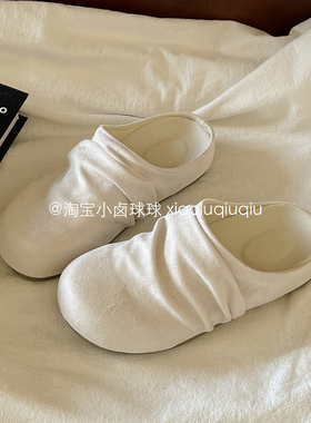 小卤球球复古勃肯包头半拖鞋女外穿春季2026新款一脚蹬懒人鞋单鞋