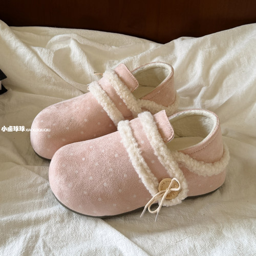 加绒保暖厚底两穿勃肯棉拖女款