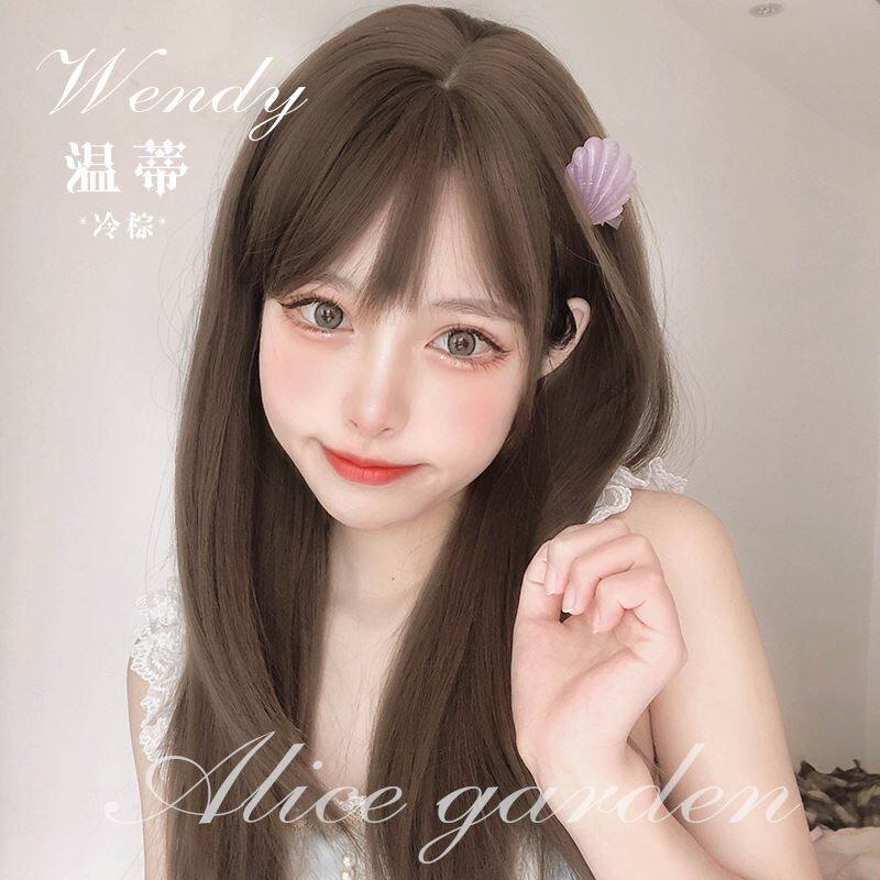 かつら女ロングストレートネット赤日常丸顔ロリータjkかつら和製白ナチュラルフルセット