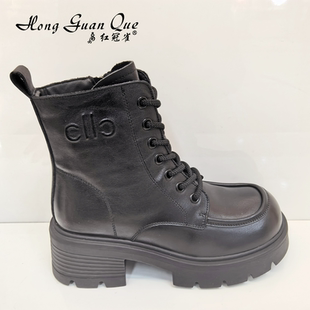 红冠雀女鞋2025冬季新款时尚百搭女棉鞋舒适时装靴休闲女中靴1066