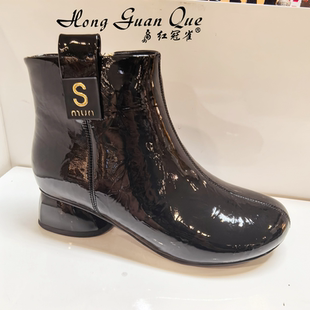 红冠雀女鞋2025冬季新款时尚休闲百搭女棉鞋高帮厚底时装靴958-35