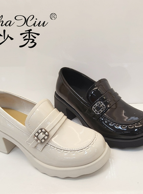 沙秀女鞋2026春季新款时尚百搭女单鞋休闲厚底乐福鞋单鞋83-92