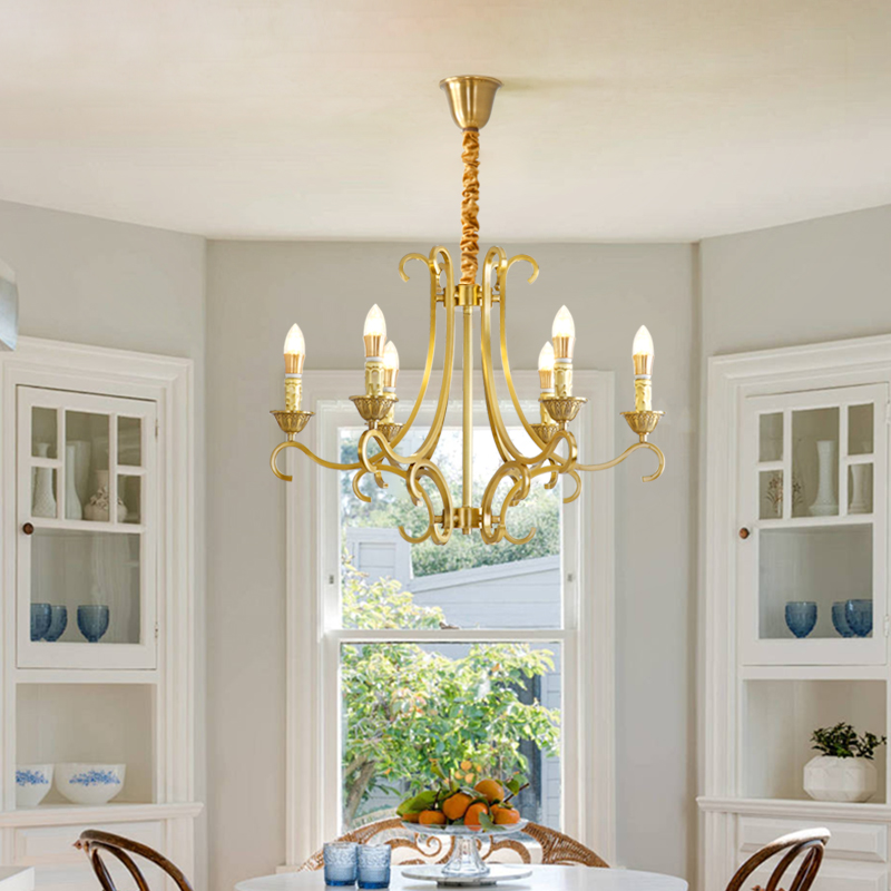 美式复古客厅吊灯法式乡村中古风卧室餐厅新款别墅复式蜡烛灯