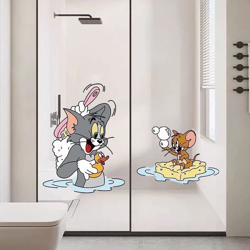 猫和老鼠创意卡通贴纸墙纸墙贴儿童防水房间卧室玻璃贴画装饰粘贴图片