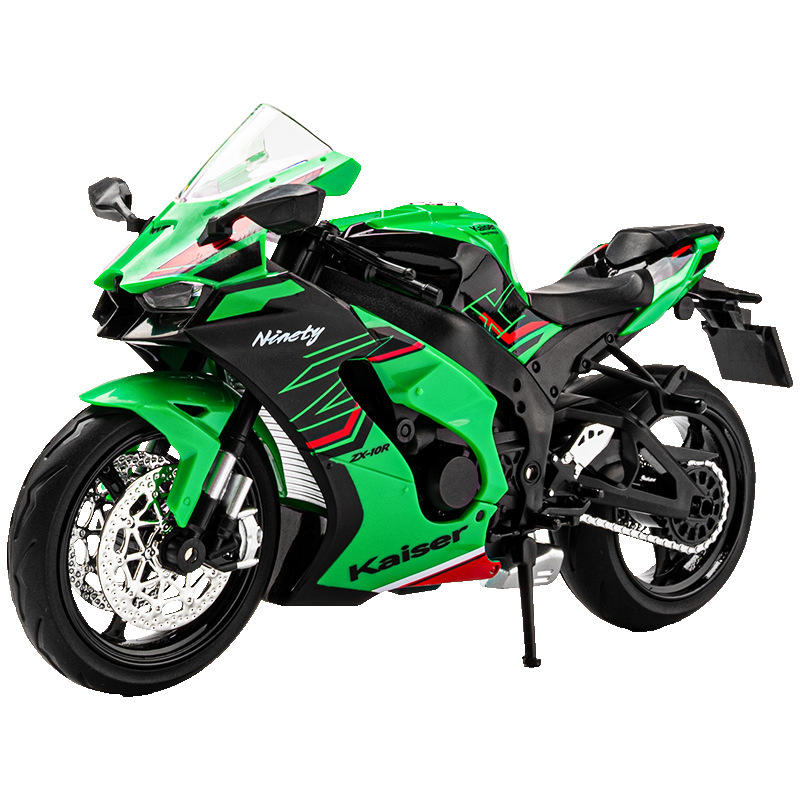 盒装 嘉业1:12川奇ZX-10R仿真合金摩托车模型声光滑行玩具车摆件