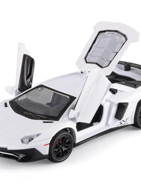 新款 1：32兰博LP750J合金车模 灯光开门 带底座模型