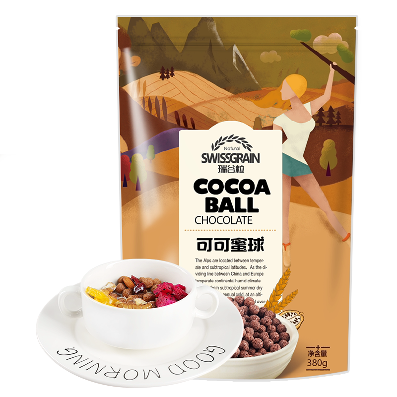 瑞谷粒0脂高纤可可蜜球即食代餐