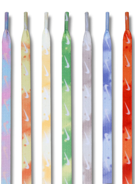 适配彩色男女球鞋空军一号AF1AJ1耐克nike渐变扎染蓝粉色扁鞋带绳