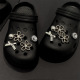 高级感银色蝴蝶结芭蕾风水钻可拆卸鞋 花套装 扣 鞋 暗黑花朵洞洞鞋