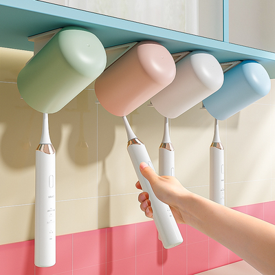镜柜下牙刷架漱口杯挂架壁挂式