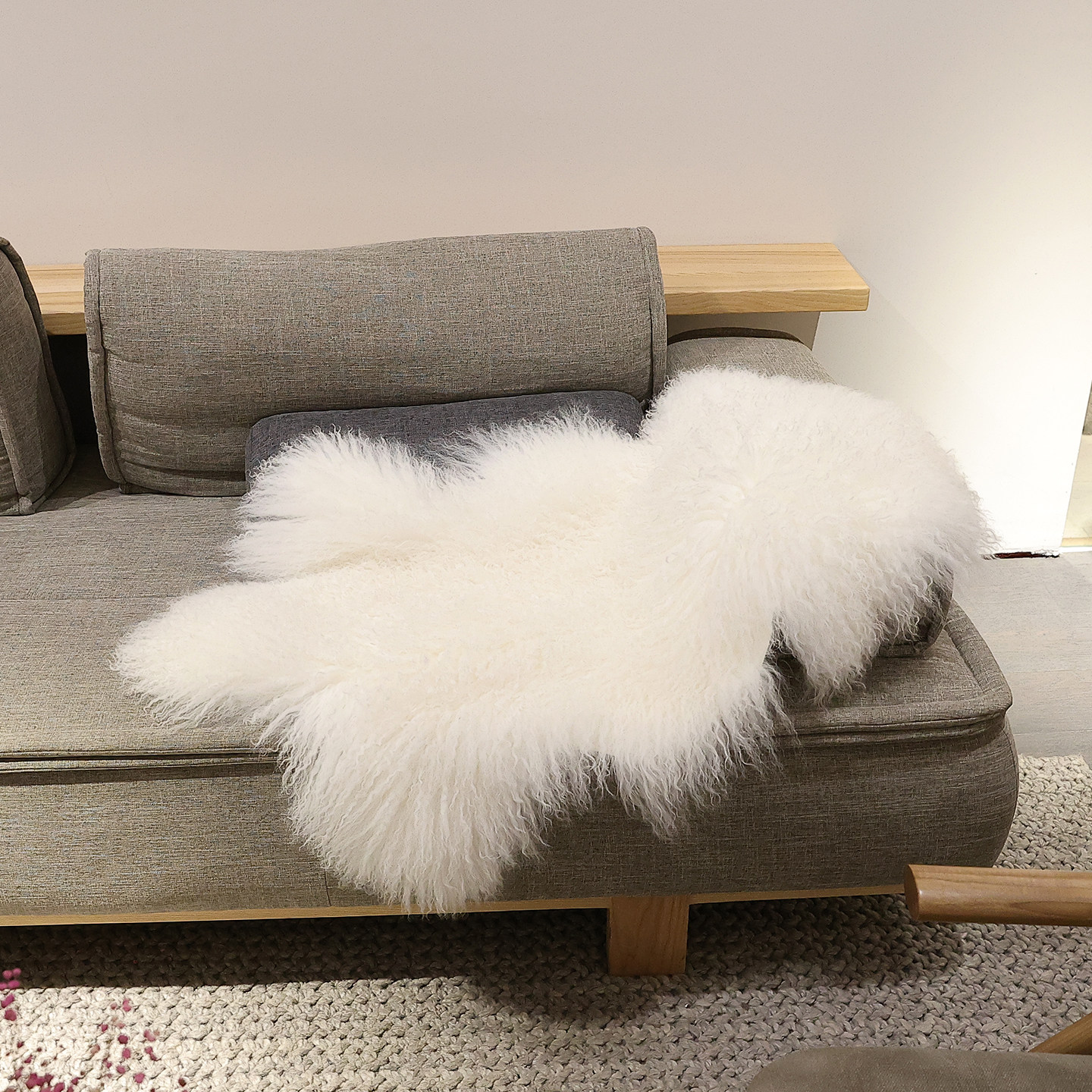 小沙白色宁夏滩羊毛沙发垫北欧风皮草毛绒保暖家居垫冬季毛毯地毯