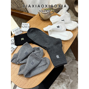 韩国进口男袜COZY螺纹字母中筒运动男士 包邮 棉袜 满五双