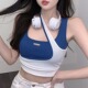 甜酷辣妹独特小吊带外穿女不规则假两件性感挂脖短款 超火背心上衣