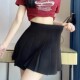 jk加长a字半身裙百搭拉链显瘦纯色短裙潮 弹力松紧腰百褶裙女夏季