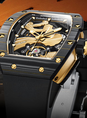 2025新款布加迪全自动机械表碳纤维手表男士酒桶型腕表大表盘潮流