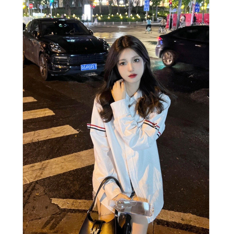 2026春季纯棉高品质TB袖子织带牛津纺全棉男女情侣装宽松长袖衬衣
