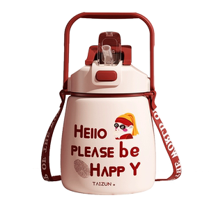 316不锈钢双饮大肚保温杯1000ml水杯大容量儿童吸管杯子女2025壶