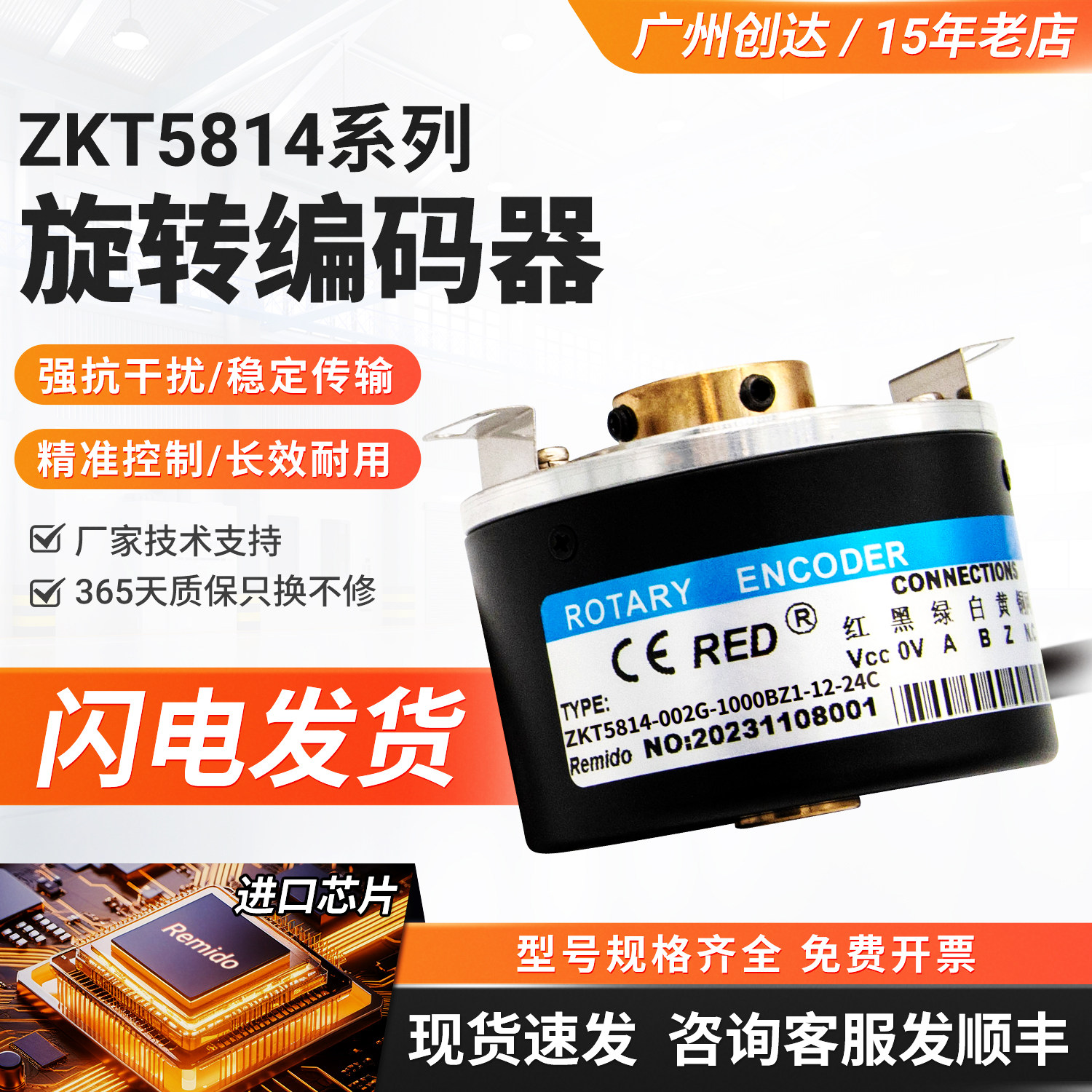 瑞普型旋转ZKT5814-002G-1024BZ1-5-24F 5L 24E 24T空心轴编码器