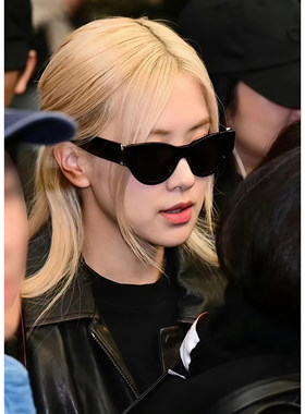 ROSE朴彩英同款猫眼墨镜 SLM94时髦黑显瘦杨树林太阳镜防紫外线女