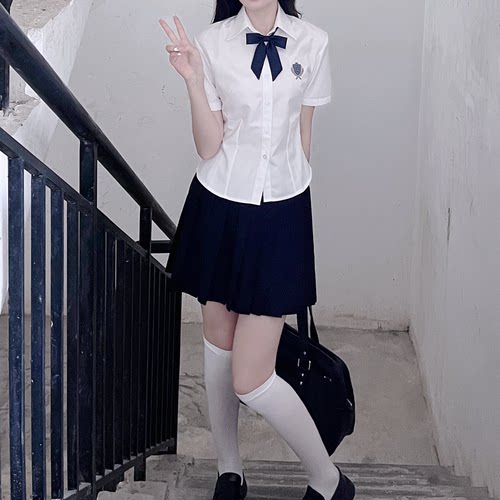 刺篇jk制服学院修身收腰短袖衬衫
