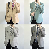 刺篇 正版 dk男生制服西装 外套灰色驼色日系学生西服正装 全套装