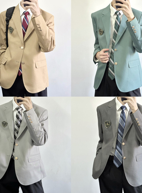 【刺篇】正版dk男生制服西装外套灰色驼色日系学生西服正装全套装