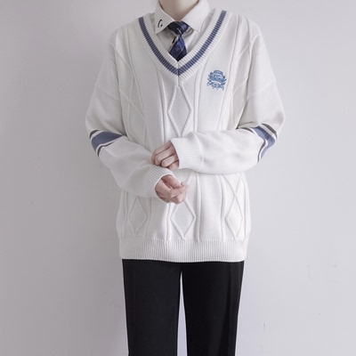 taobao agent Unisex uniform, scarf, sweater, demi-season jacket, long sleeve, V-neckline