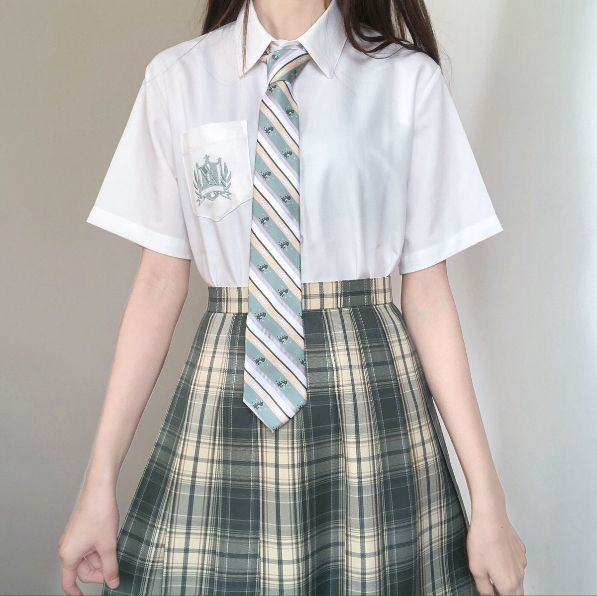 刺篇jk制服原创学院刺绣短袖衬衫