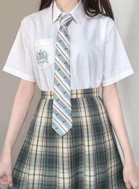 【刺篇】【水星高】 原创日系jk制服短袖刺绣立领白色衬衫女夏季